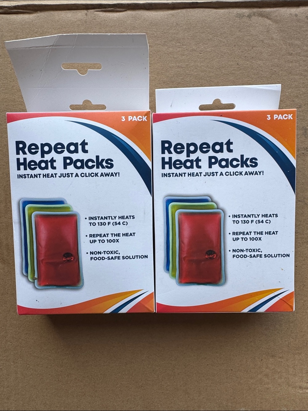 2x Repeat Heat Packs - Red Reusable Instant Heat Pack (3 Pack)